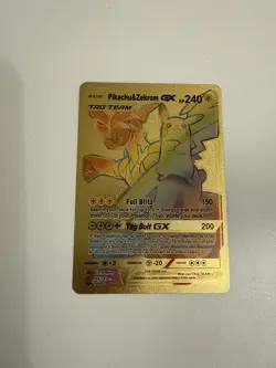 Pokemon Pikachu & Zekrom GX Tag Team Gold Foil Rainbow Art Card 184/181 HP240 - Image 1