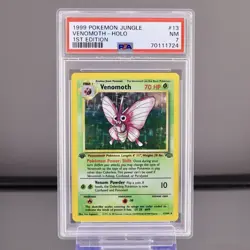 1999 Pokemon Jungle 1st Edition Venomoth Holo #13 – PSA 7 NM - Image 1