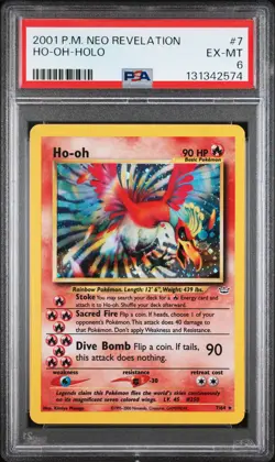2001 Pokemon Neo Revelation #7 Ho-Oh-Holo PSA 6 - Image 1