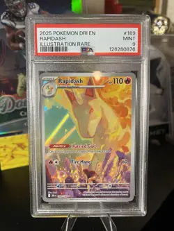 Pokemon Rapidash 189/182 Sv10 Destined Rivals Illustration Rare Holo PSA 9 2025 - Image 1