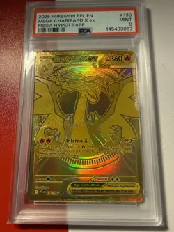 2025 POKEMON PFL EN-PHANTASMAL FLAMES MEGA HYPER RARE MEGA CHARIZARD X EX PSA 9 - Image 3