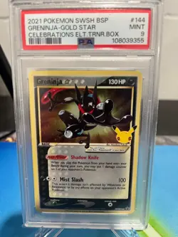 2021 Greninja Gold Star Pokemon TCG SWSH144 Celebrations ETB PSA 9 MINT Promo - Image 1