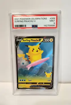 2021 Pokemon Celebrations Lot of 2 PSA 9 Mint Cards: Flying & Surfing Pikachu V - Image 3