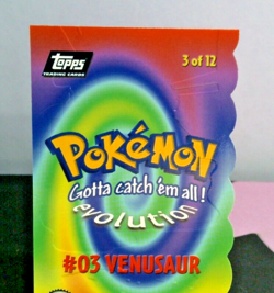 1999 Topps Pokemon Venusaur #03 of 12 Embossed Die Cut Evolution (Black Logo) - Image 5