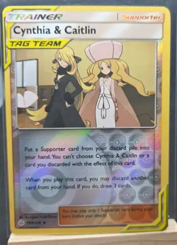 Cynthia & Caitlin Reverse Holo 189/236 Sun And Moon Cosmic Eclipse Pokemon Tcg - Image 1