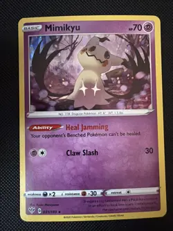 Mimikyu 081/189 Darkness Ablaze Cosmos HD SWIRL Holo Rare Pokemon Card LP - Image 1