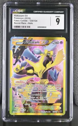 2016 POKEMON XY FATES COLLIDE SECRET #125 FULL ART/ALAKAZAM EX CGC Mint 9 - Image 1