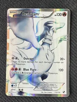 Pokemon TCG - Reshiram 113/114 DMG - Full Art Black and White Holo - Image 1