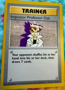 Pokemon TCG 1999 Base Set *Shadowless Impostor Professor Oak Trainer 73/102* - Image 1