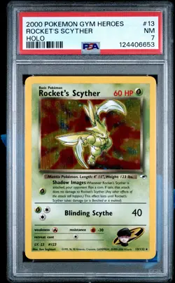2000 POKEMON GYM HEROES HOLO #13 ROCKET'S SCYTHER PSA 7 - Image 1