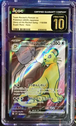2025 POKEMON JAPANESE TEAM ROCKET'S PERSIAN EX 118/098 CGC 10 PRISTINE - Image 1