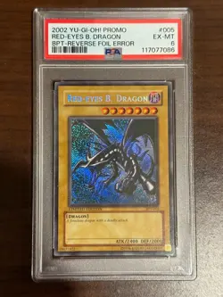 2002 Yu-Gi-Oh! Red-Eyes B. Dragon BPT Promo Reverse Foil Error PSA 6 - Image 1