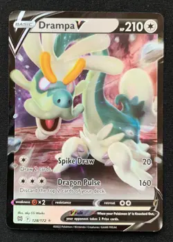 Drampa V 128/172 Brilliant Stars Ultra Rare Holo Pokemon TCG Card NM - Image 1