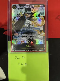 Bandai One Piece Sabo OP04-083 Super Rare Foil Alternate Art 6000 Power Card - Image 1