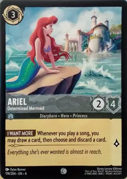 174/204 ARIEL DETERMINED MERMAID URSULAS RETURN COMMON DISNEY LORCANA CARD - Image 1