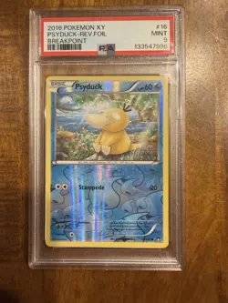 Low Pop PSA 9 Psyduck Reverse Holo XY Breakpoint 16/122 Pokemon - Image 1