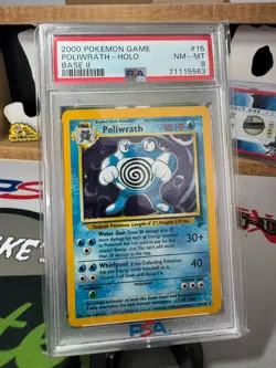 Pokemon TCG Poliwrath 2000 Base Set 2 Holo 15/130 PSA 8 NM-MT - Image 1