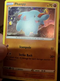 HD SWIRL 🌀 Phanpy SWSH117 Cosmos Holo Rare Sword & Shield Pokemon TCG LP - Image 1