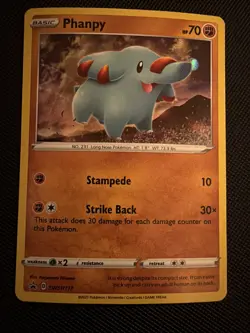 HD SWIRL 🌀 Phanpy SWSH117 Cosmos Holo Rare Sword & Shield Pokemon TCG LP - Image 2