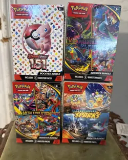 Pokemon BOOSTER BUNDLES! 151, Surging, Mega EV, Phantasmal - 4 Pack! - Image 1