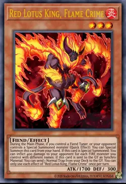 MZMU-EN077 Red Lotus King, Flame Crime Ultra Rare 1st Edition YuGiOh Preorder - Image 1