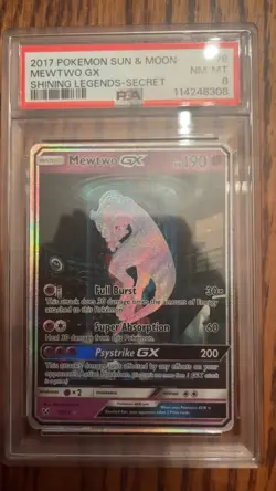 2017 POKEMON SUN & MOON SHINING LEGENDS SECRET #78 MEWTWO GX PSA 8 - Image 1