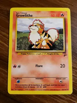 Pokemon TCG Growlithe 42/130 Base Set 2 Non-Holo LP - Image 1