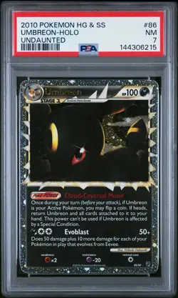 2010 POKEMON HEARTGOLD & SOULSILVER UNDAUNTED #86 UMBREON-HOLO PSA 7 - Image 1