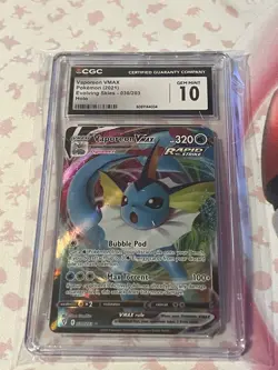 CGC 10 GEM MINT Vaporeon Vmax 030/203 Evolving Skies Ultra Rare Full Art Pokemon - Image 1