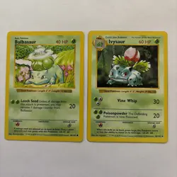 Pokemon TCG SHADOWLESS Bulbasaur Ivysaur Lot Base Set NM/LP - Image 1