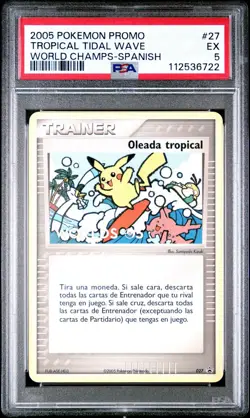 2005 POKEMON WORLD CHAMPIONSHIP PROMO 27 TROPICAL TIDAL WAVE SPANISH PSA 5 POP 6 - Image 1