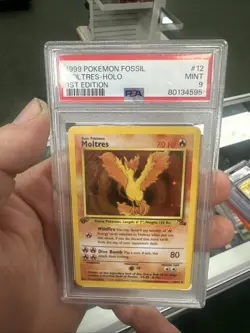 Pokemon Moltres Fossil 1st Edition Holo Rare #12 PSA 9 Mint - Image 1