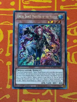 YUGIOH EMILIA, DANCE PRIESTESS OF THE NEKROZ SECRET RARE 1ST NM BLMM-EN025 - Image 1