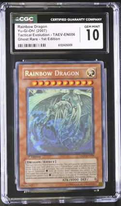CGC 10 Gem Mint Yugioh TAEV-EN006 1st Edition Rainbow Dragon Ghost Rare - Image 1