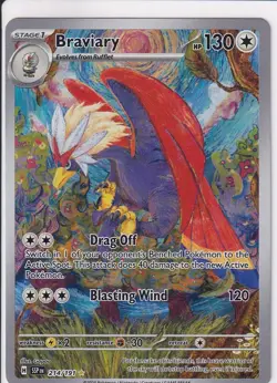 Pokemon Braviary Illustration Rare Scarlet & Violet Surging Sparks 214/191 NM - Image 1