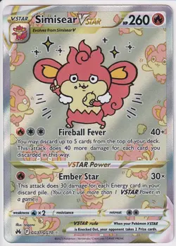 Pokemon Crown Zenith: Galarian Gallery Simisear VSTAR Holo Card GG37/GG70 - Image 1