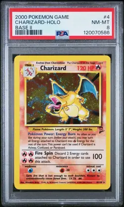 Pokemon Base Set 2 Charizard Rare PSA 8 004/130 English 2000 - Image 1