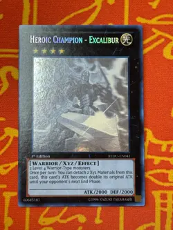YUGIOH HEROIC CHAMPION - EXCALIBUR GHOST RARE 1ST EDITION NM REDU-EN041 - Image 1