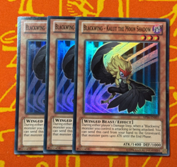 YUGIOH BLACKWING - KALUT THE MOON SHADOW SUPER RARE EXC AP04-EN005 x3 PLAYSET - Image 1
