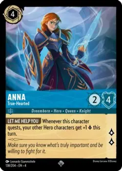1x Anna - True-Hearted - 138/204 - Super Rare NM-Mint Disney Lorcana: Ursula's R - Image 1