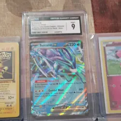 Pokemon Suicune ex cgc 9 , 25th Anniversary mew, Pikachu 2024 champ and mc card - Image 2