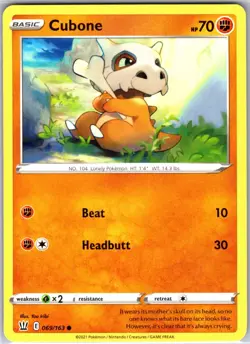 Cubone 069/163 Common Regular Card SWSH05: Battle Styles Pokemon TCG LP - Image 1