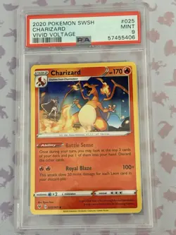 2020 Pokemon SWSH Charizard Trading Card PSA 9 Mint, Vivid Voltage 25/185 - Image 1