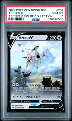 2022 POKEMON SWSH BLACK STAR PROMO ARCEUS V FIGURE COLL #204 ARCEUS V PSA 10 - Image 1