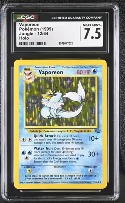 CGC 7.5 Vaporeon 1999 Jungle 12/64 Holo Pokemon Card - Image 1