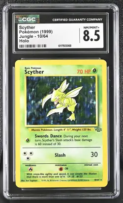 CGC 8.5 Scyther 1999 Jungle 10/64 Holo Pokemon Card - Image 1