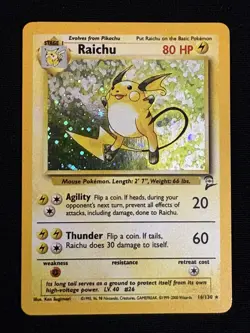 Pokemon Raichu 14/102 WotC Base Set Unlimited Holo Rare LP - Image 1