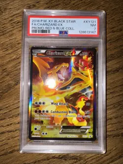 2016 POKEMON XY BLACK STAR PROMO #XY121 CHARIZARD EX FULL ART RED & BLUE PSA 7 - Image 1
