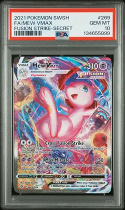 2021 POKEMON SWORD & SHIELD FUSION STRIKE SECRET #269 FULL ART/MEW VMAX PSA 10 - Image 1