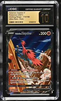 GALARIAN ZAPDOS V Chilling Reign Holo Rare #174 CGC Pristine 10 Pokemon - Image 1